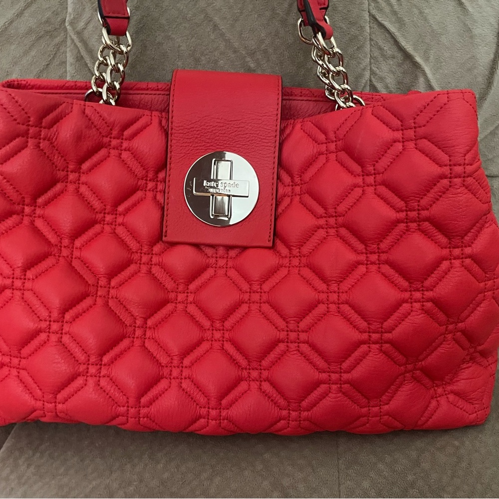 Kate Spade Red Quilted Chain Shoulder Bag